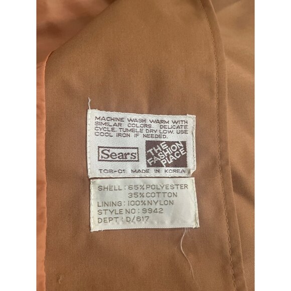 Sears The Fashion Place vintage caramel button front collars rain coat size 16 - Picture 5 of 9